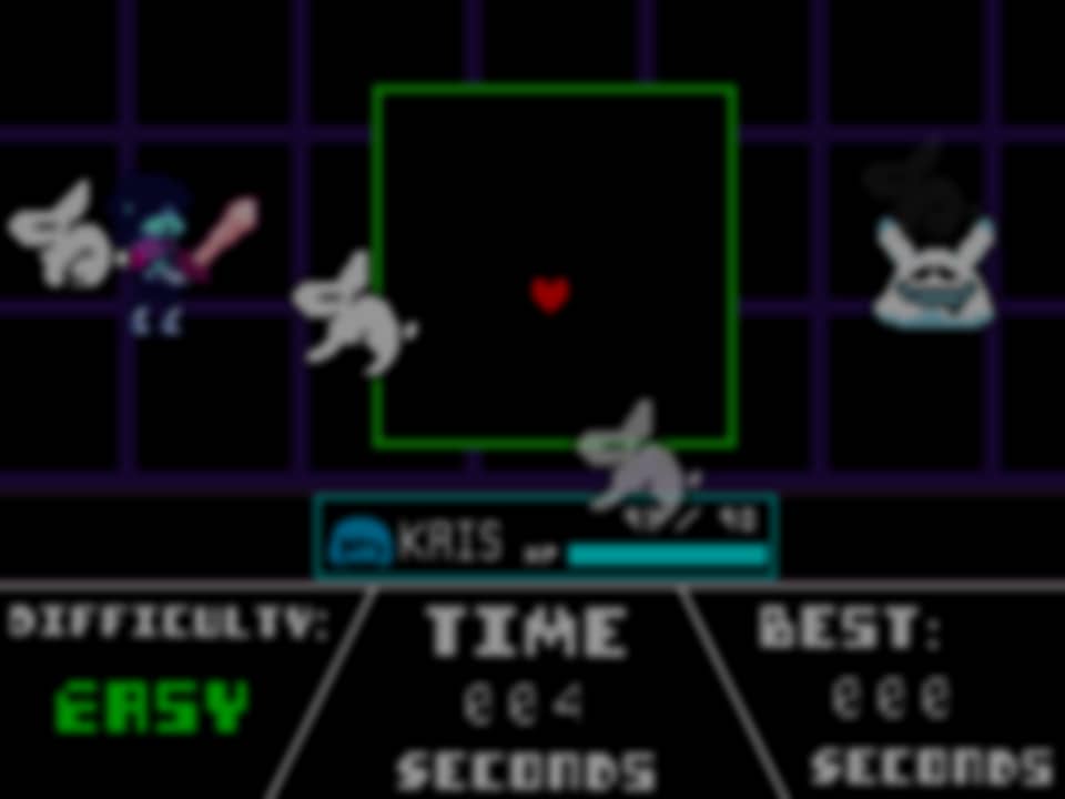 Kris beside a green bullet box with a red SOUL, a timer at 4 seconds, and the difficulty set to Easy.