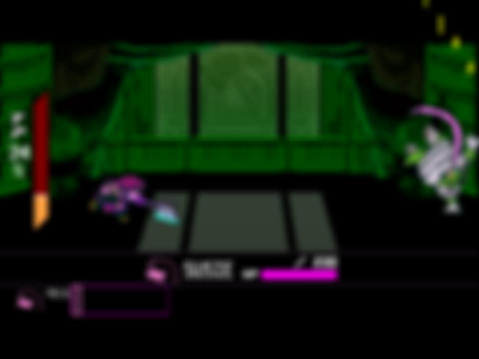 Susie at 230 HP faces the Hammer of Justice. A vertical TP bar reads 24 percent beside a pink HP bar.